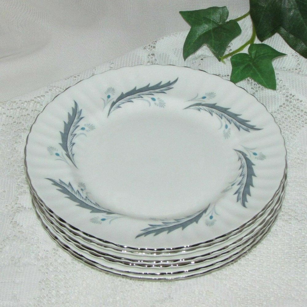 6 Paragon Bridal Leaf Bone China Bread Plates 6.25" Vintage Dishes Cottagecore